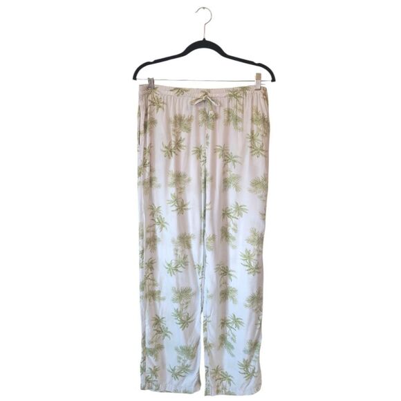 Piyama Women's White And Green Palm Tree Pajama Pants Size S - Picture 1 of 7